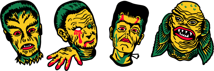 Monster Box Side Panel Illustrations