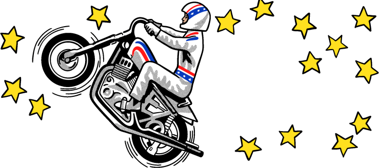 Evel Knievel Box Side Panel Illustration